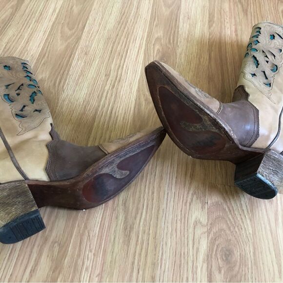 CORRAL VINTAGE Brown/Turquoise Laser Tool Leather C1620 - Picture 13 of 16